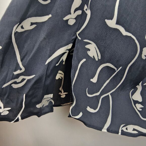 Zara sz L women skirt Black front knot face silhouette pattern - Picture 5 of 10